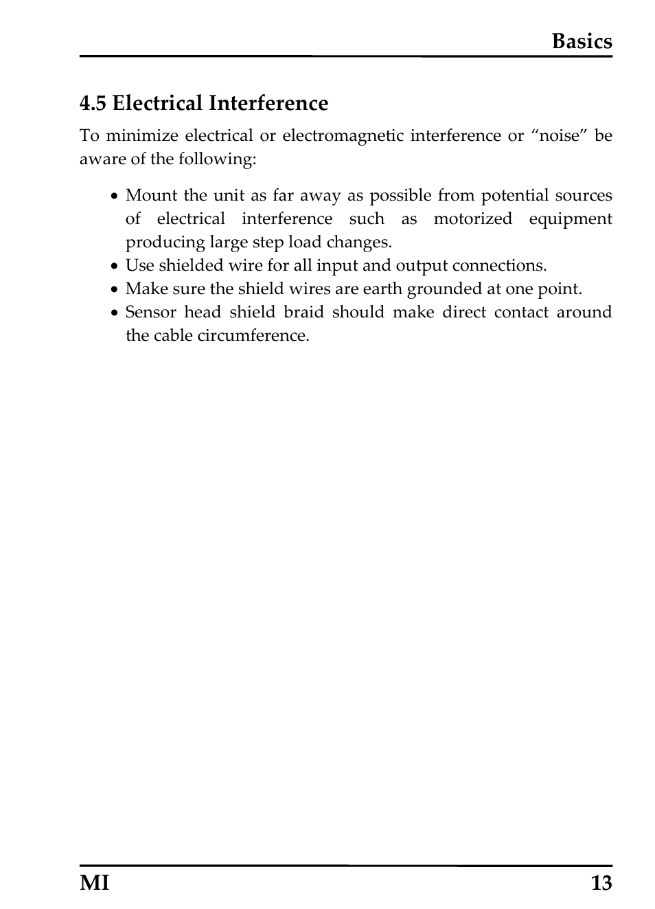 5 electrical interference, Basics mi 13 4.5 electrical interference | RayTek MI Miniature Infrared Sensor User Manual | Page 21 / 95