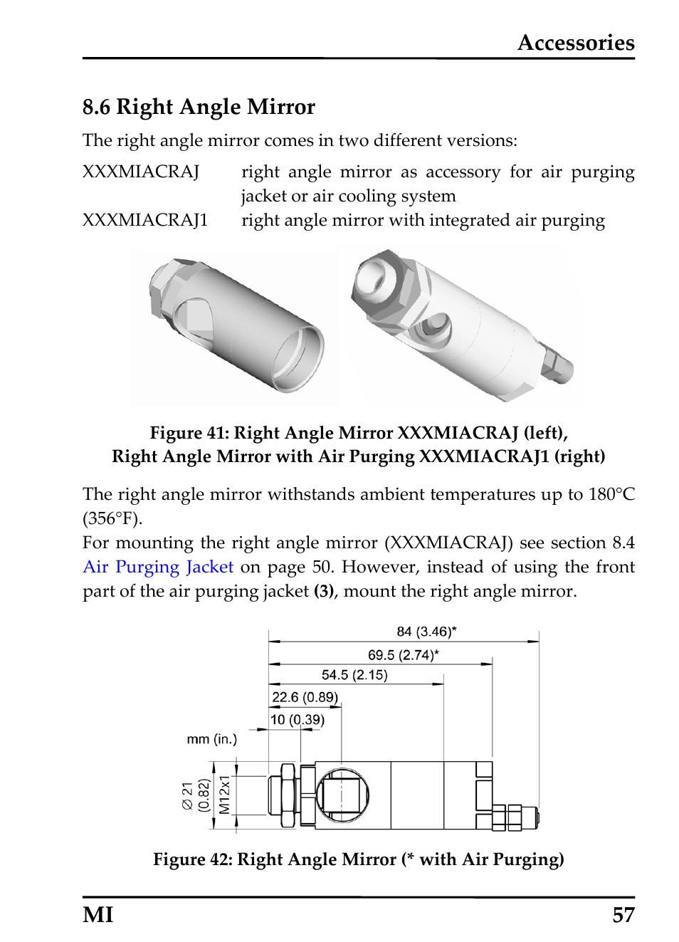 6 right angle mirror, Right angle mirror, Box lid | Accessories mi 57 8.6 right angle mirror | RayTek MI Miniature Infrared Sensor User Manual | Page 65 / 95