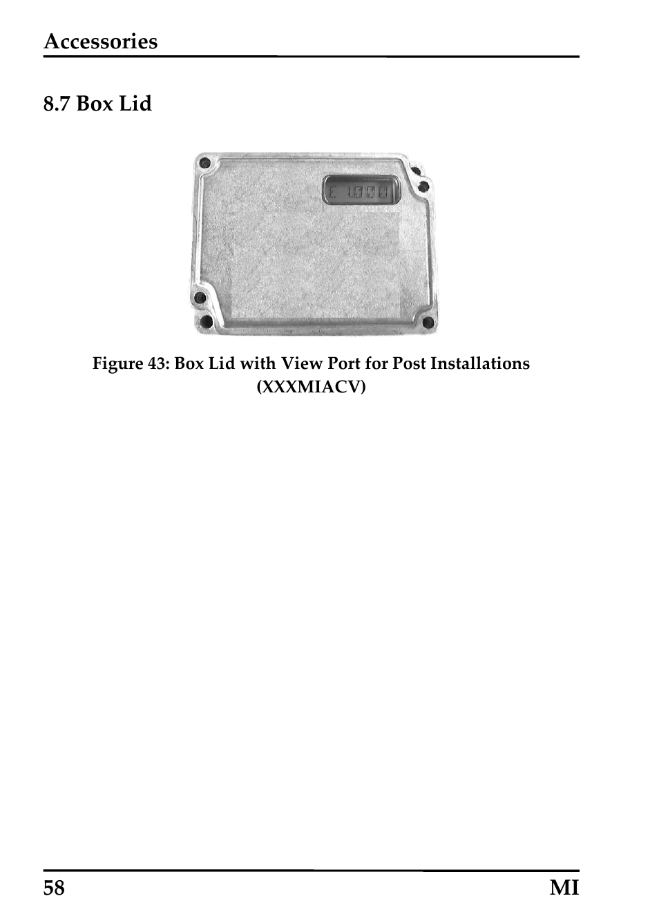 7 box lid, Accessories, 58 mi 8.7 box lid | RayTek MI Miniature Infrared Sensor User Manual | Page 66 / 95