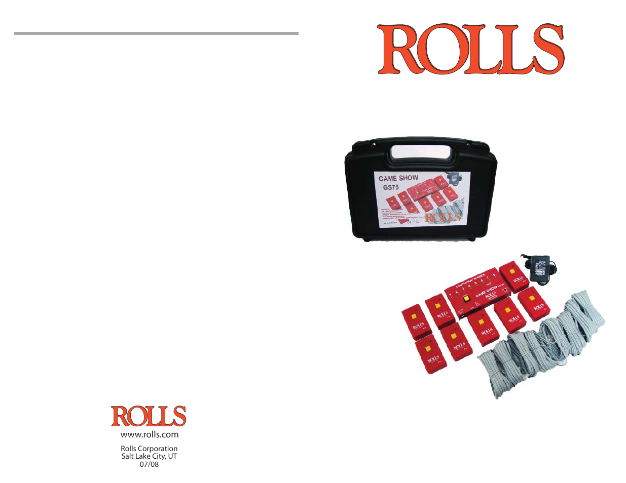 Rolls Game Show GS76R User Manual | 2 pages