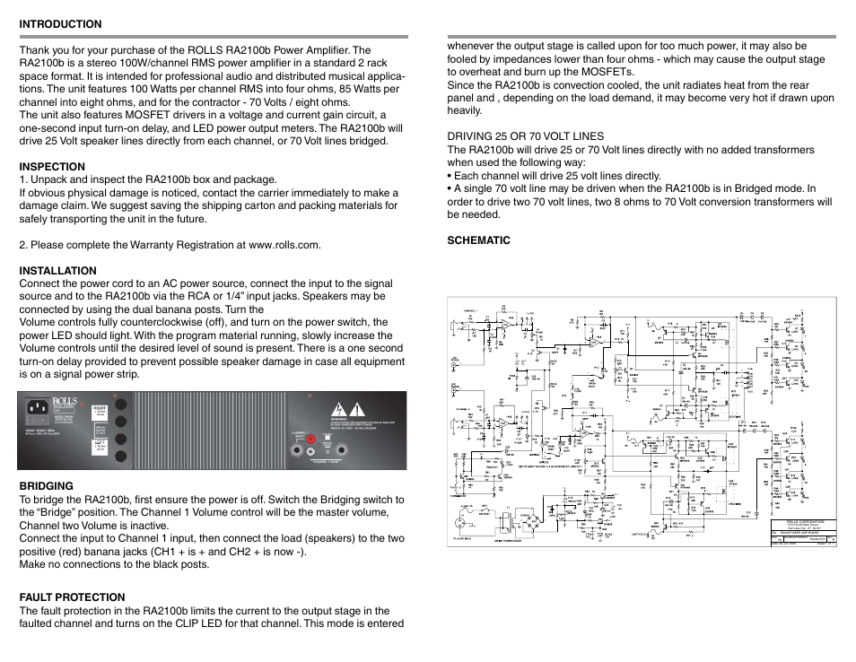 Rolls RA2100B User Manual | Page 2 / 2