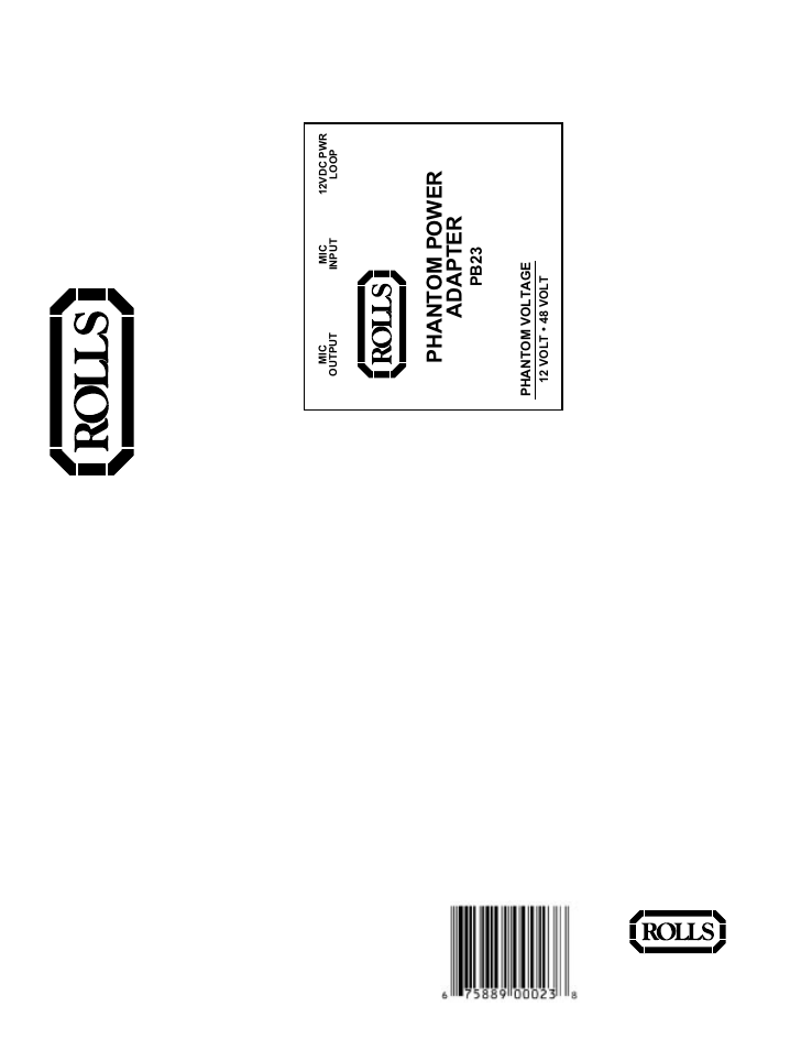 Rolls PB23 User Manual | 2 pages