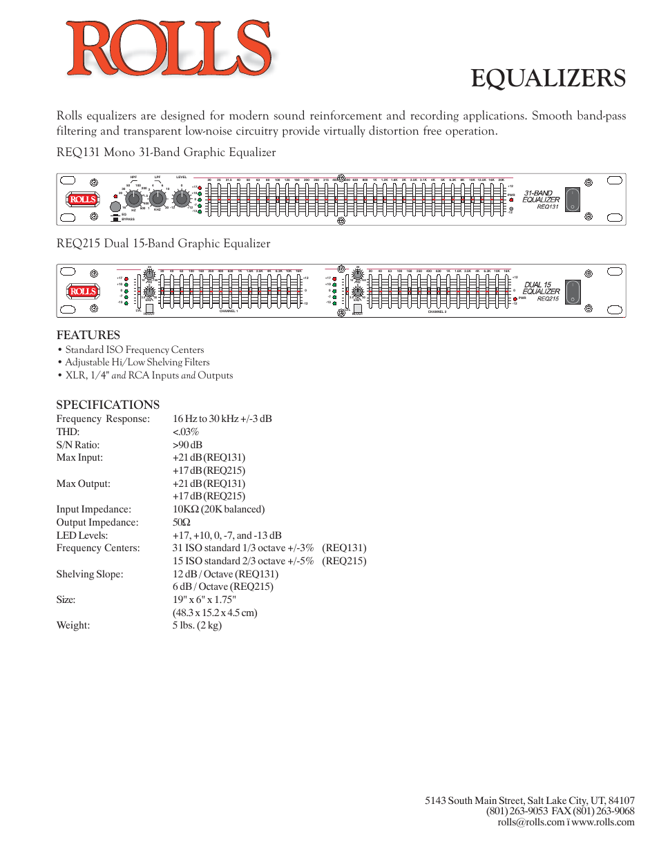 Rolls REQ131 User Manual | 1 page