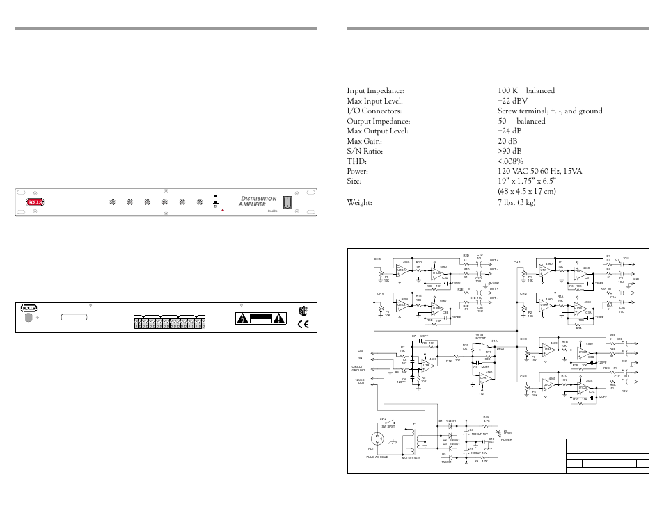 Risk of electric shock do not open | Rolls RA63 User Manual | Page 2 / 2