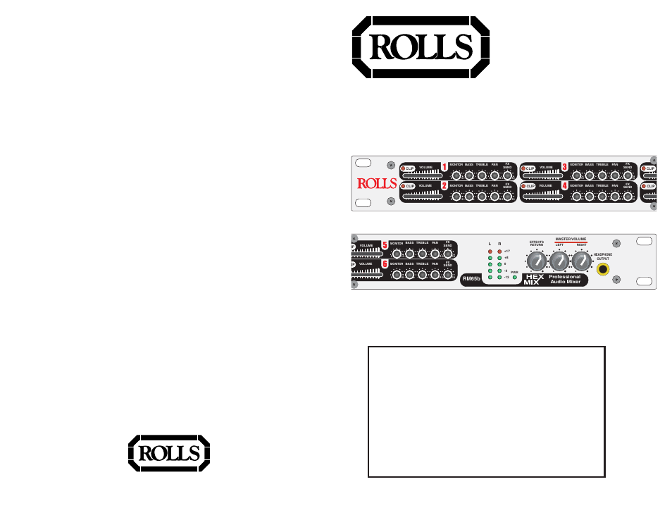 Rolls RM65b User Manual | 4 pages