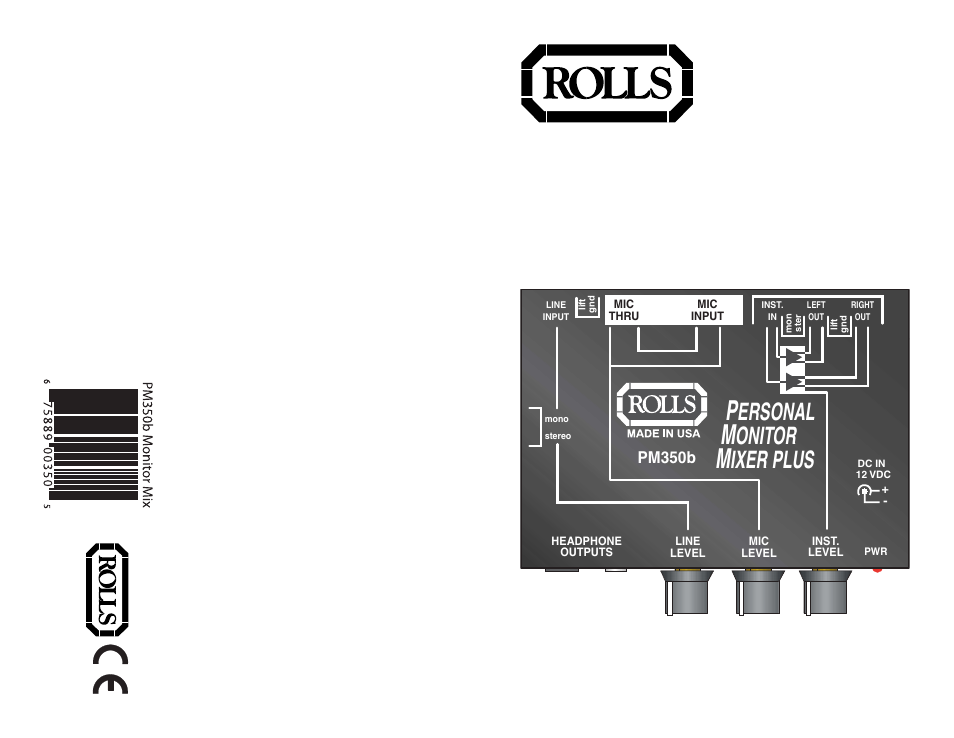 Rolls PM350B User Manual | 4 pages