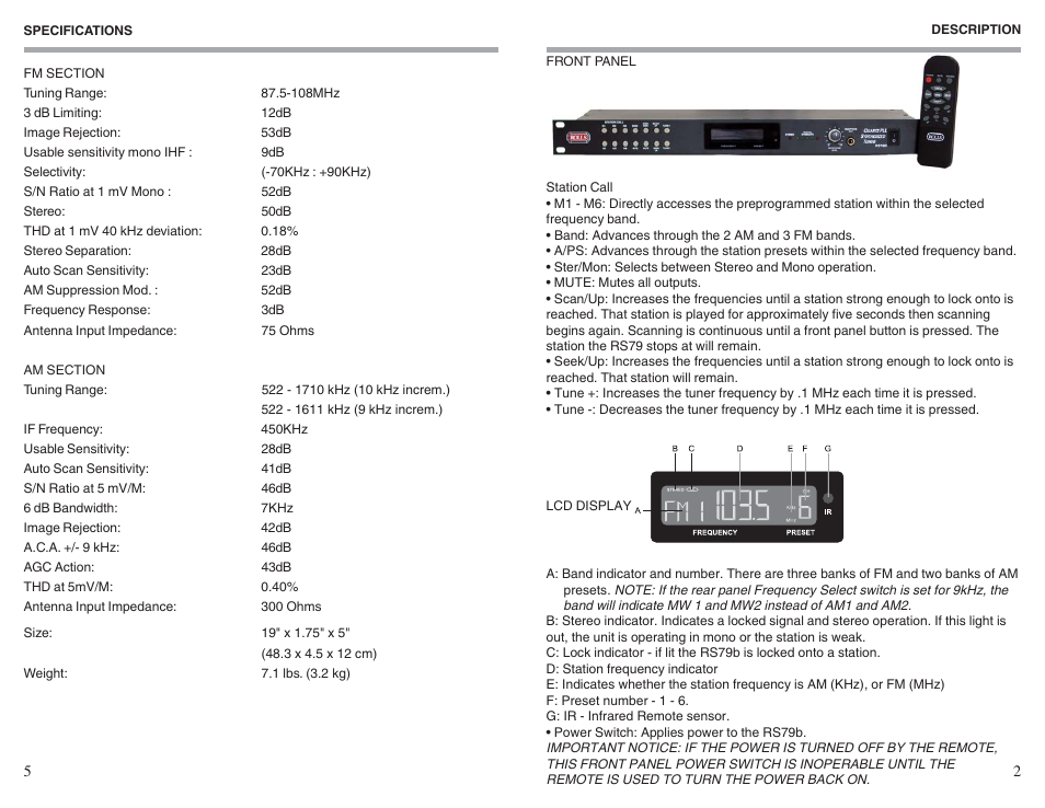 Rolls RS79b User Manual | Page 3 / 4