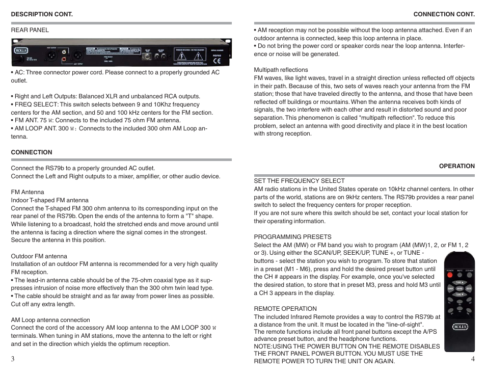 Rolls RS79b User Manual | Page 4 / 4
