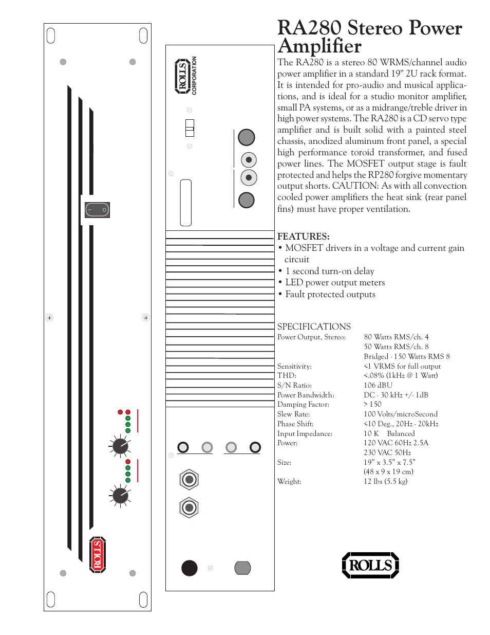 Rolls RA280 User Manual | 1 page