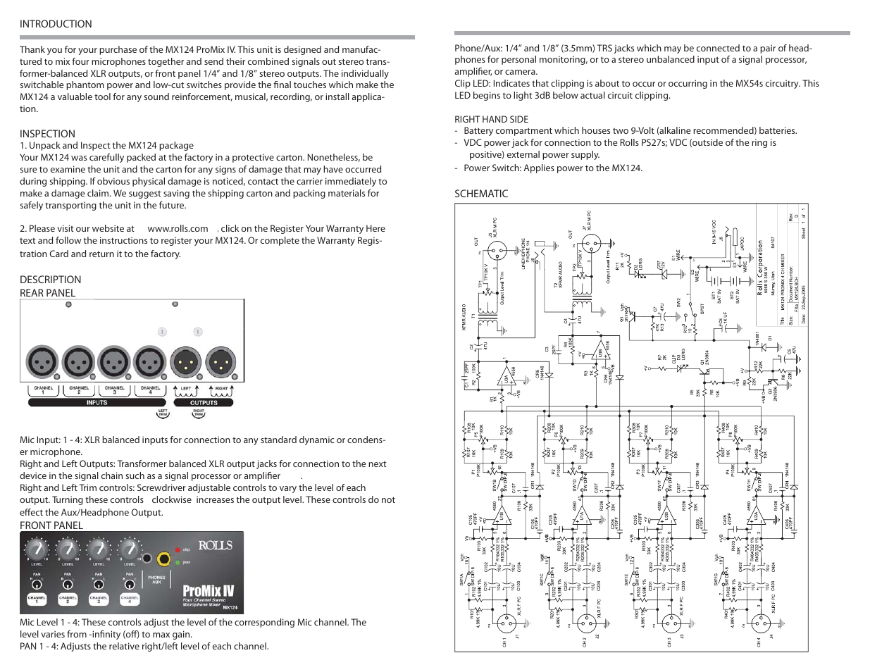 Rolls PROMIX IV MX124 User Manual | Page 2 / 2