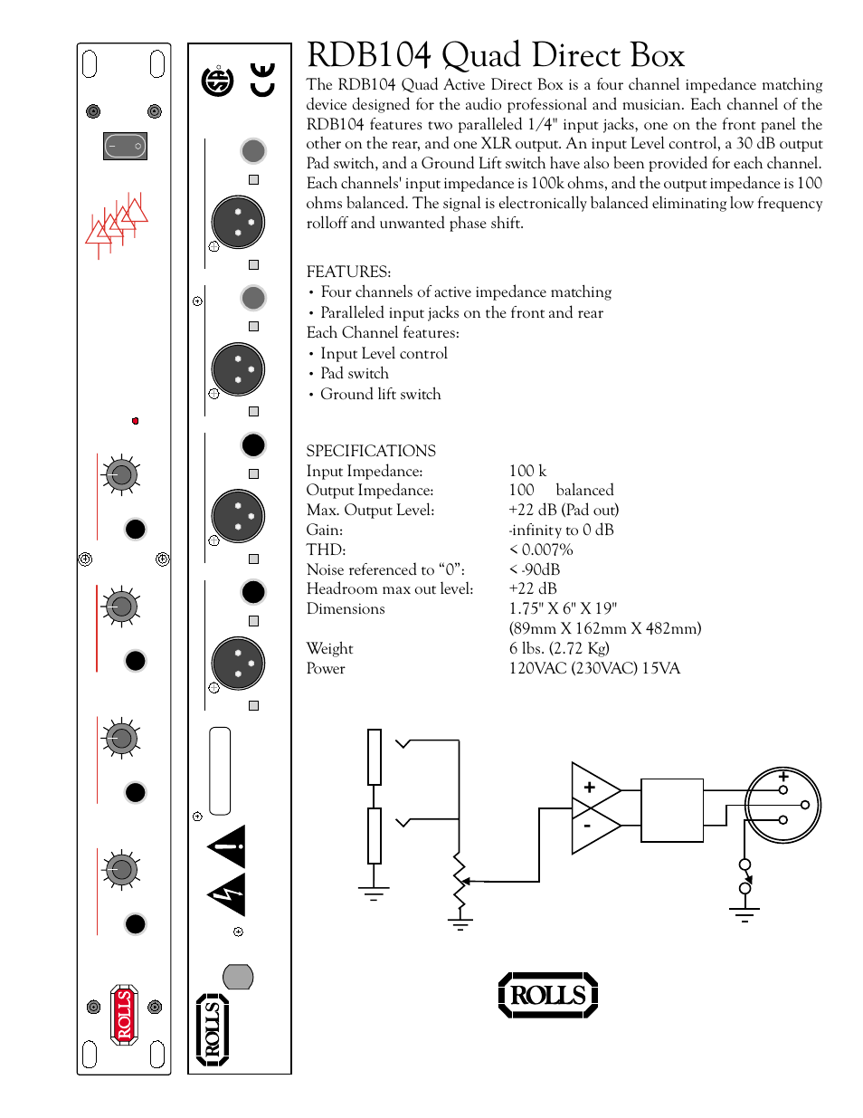 Rolls RDB104 User Manual | 1 page