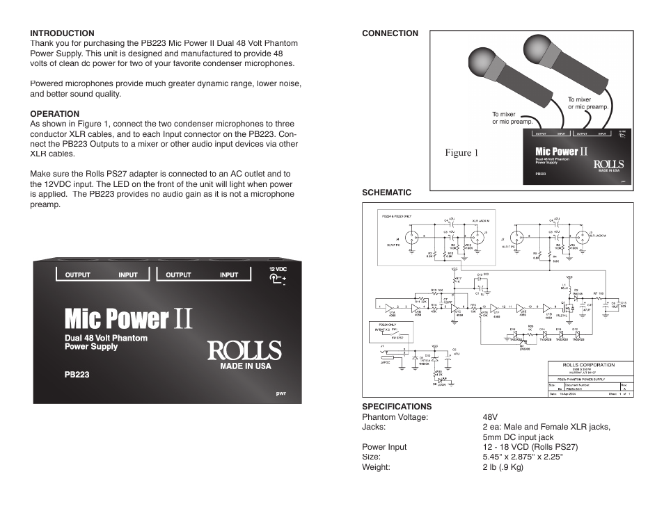 Rolls PB223 User Manual | Page 2 / 2