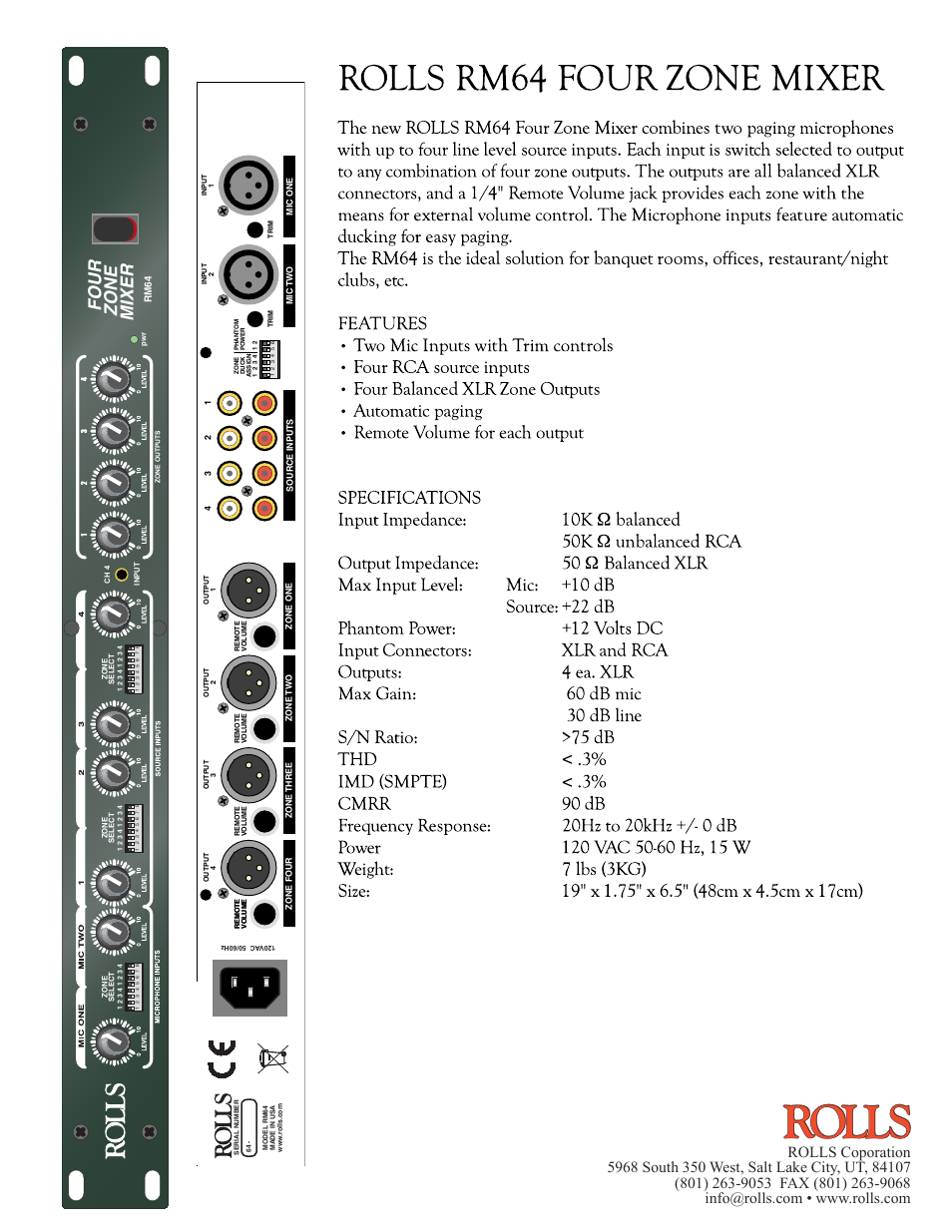 Rolls RM64 User Manual | 1 page