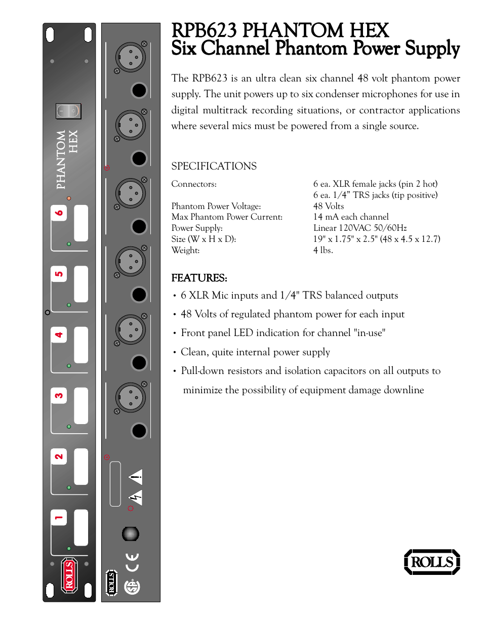 Rolls RPB623 User Manual | 1 page