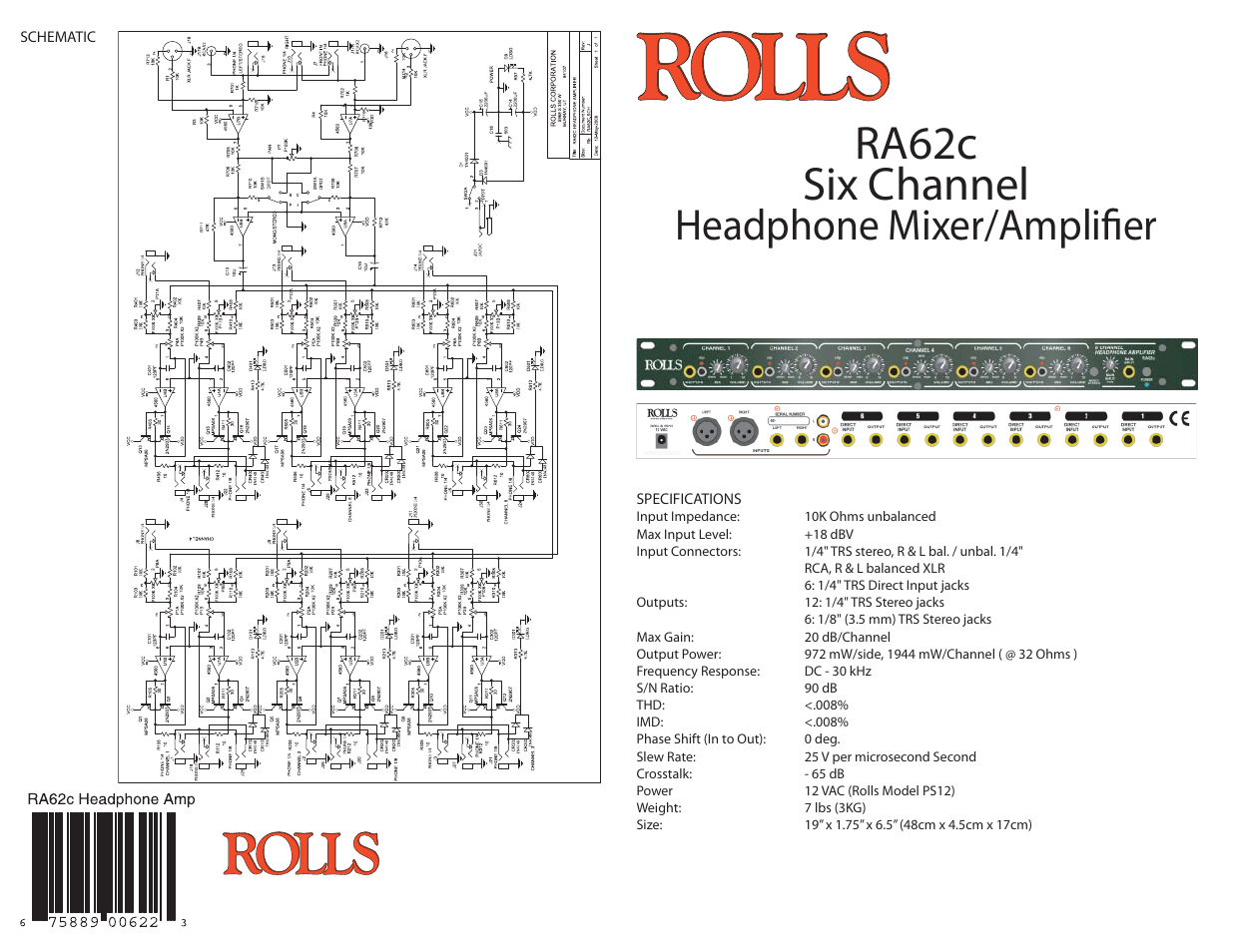 Rolls RA62c User Manual | 2 pages