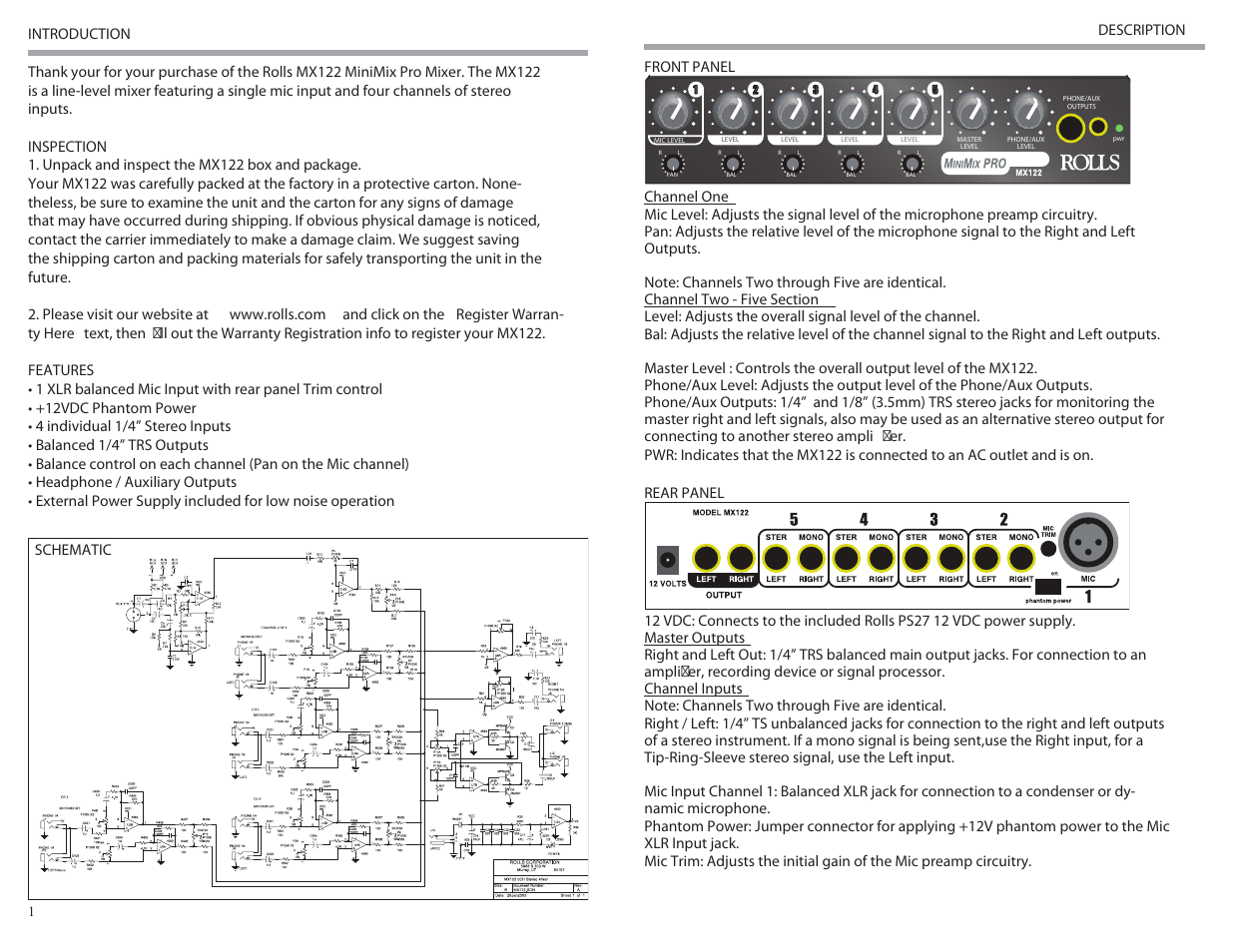 Rolls MINIMIX MX122 User Manual | Page 2 / 2