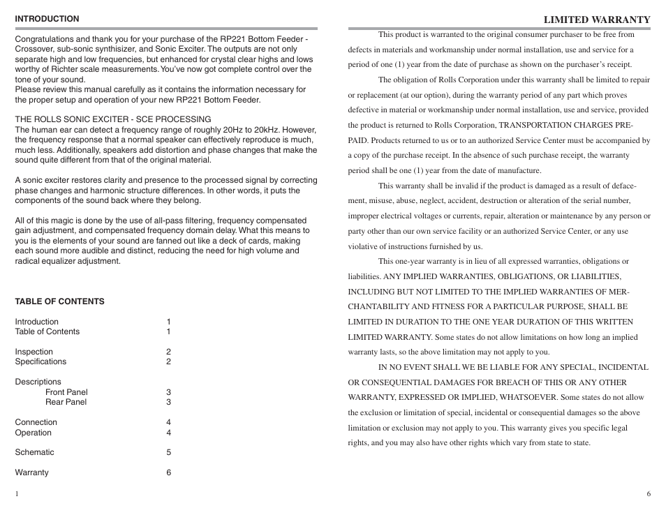 Rolls RP221 User Manual | Page 2 / 4