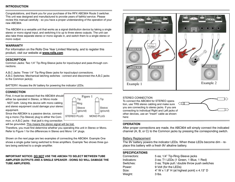 Rolls ROUTE 3 ABC904 User Manual | Page 2 / 2