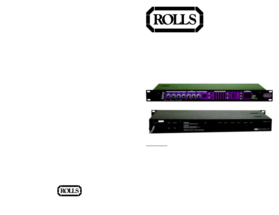 Rolls Guitar Processor MP45 User Manual | 2 pages