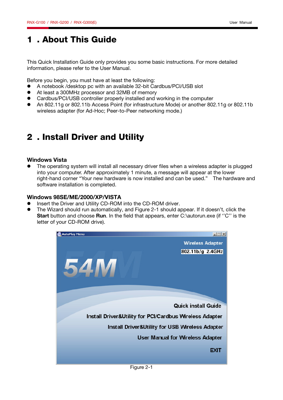 1 . about this guide, 2 . install driver and utility, Windows vista | About this guide, Install driver and utility | Rosewill RNX-G300(E) User Manual | Page 2 / 7
