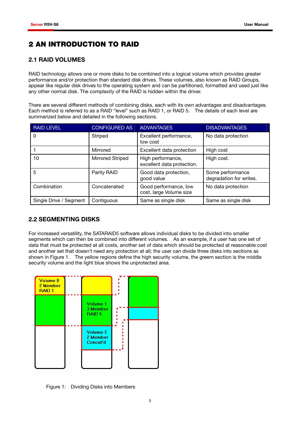 2 an introduction to raid, 1 raid volumes, 2 segmenting disks | Rosewill RSV-S8 User Manual | Page 6 / 82