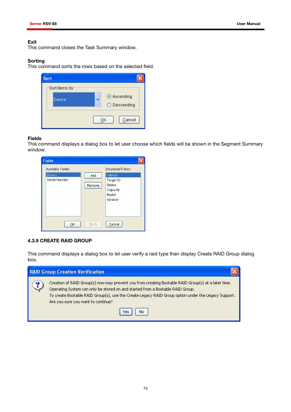 9 create raid group | Rosewill RSV-S8 User Manual | Page 76 / 82
