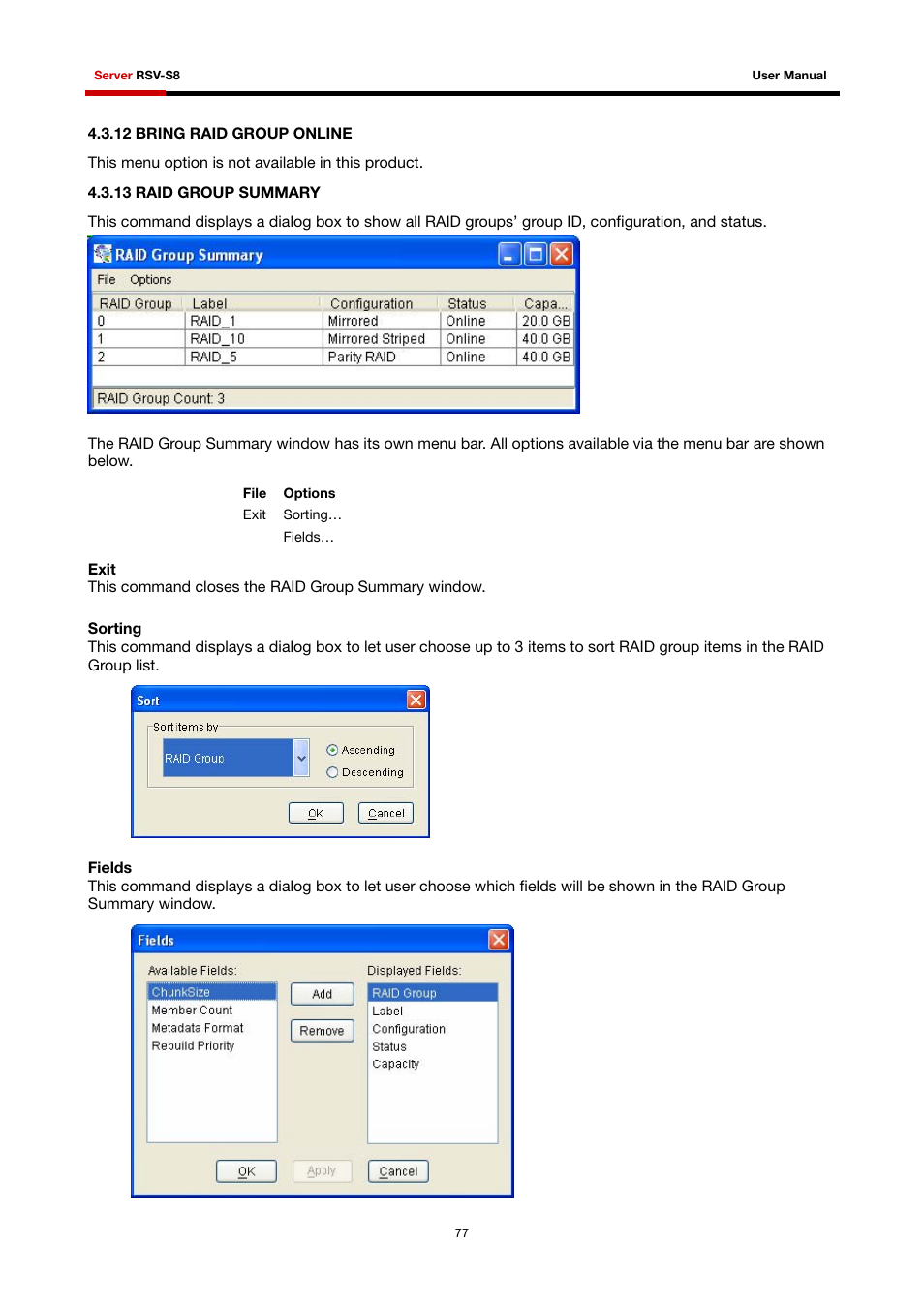 12 bring raid group online, 13 raid group summary | Rosewill RSV-S8 User Manual | Page 78 / 82