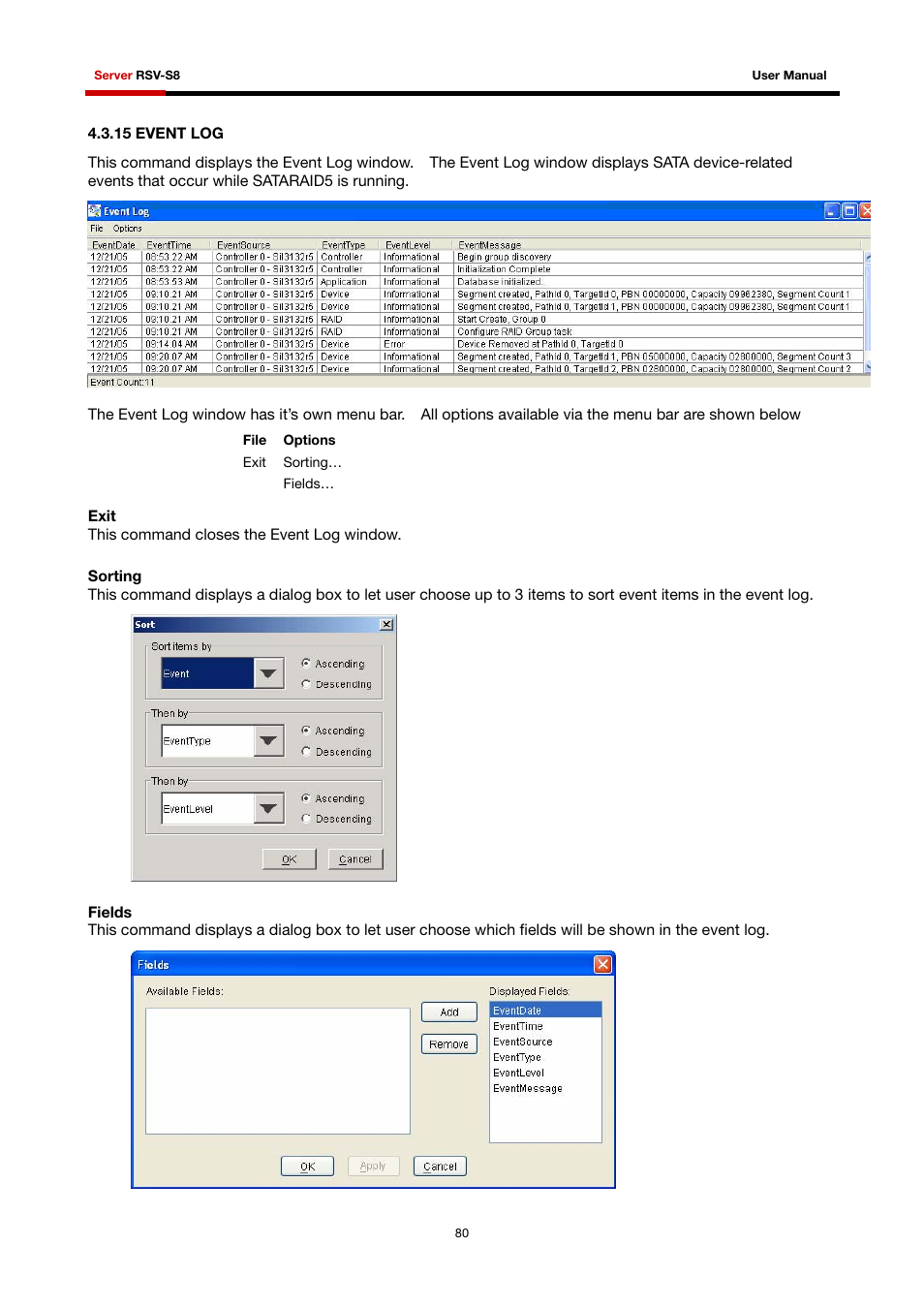 15 event log | Rosewill RSV-S8 User Manual | Page 81 / 82