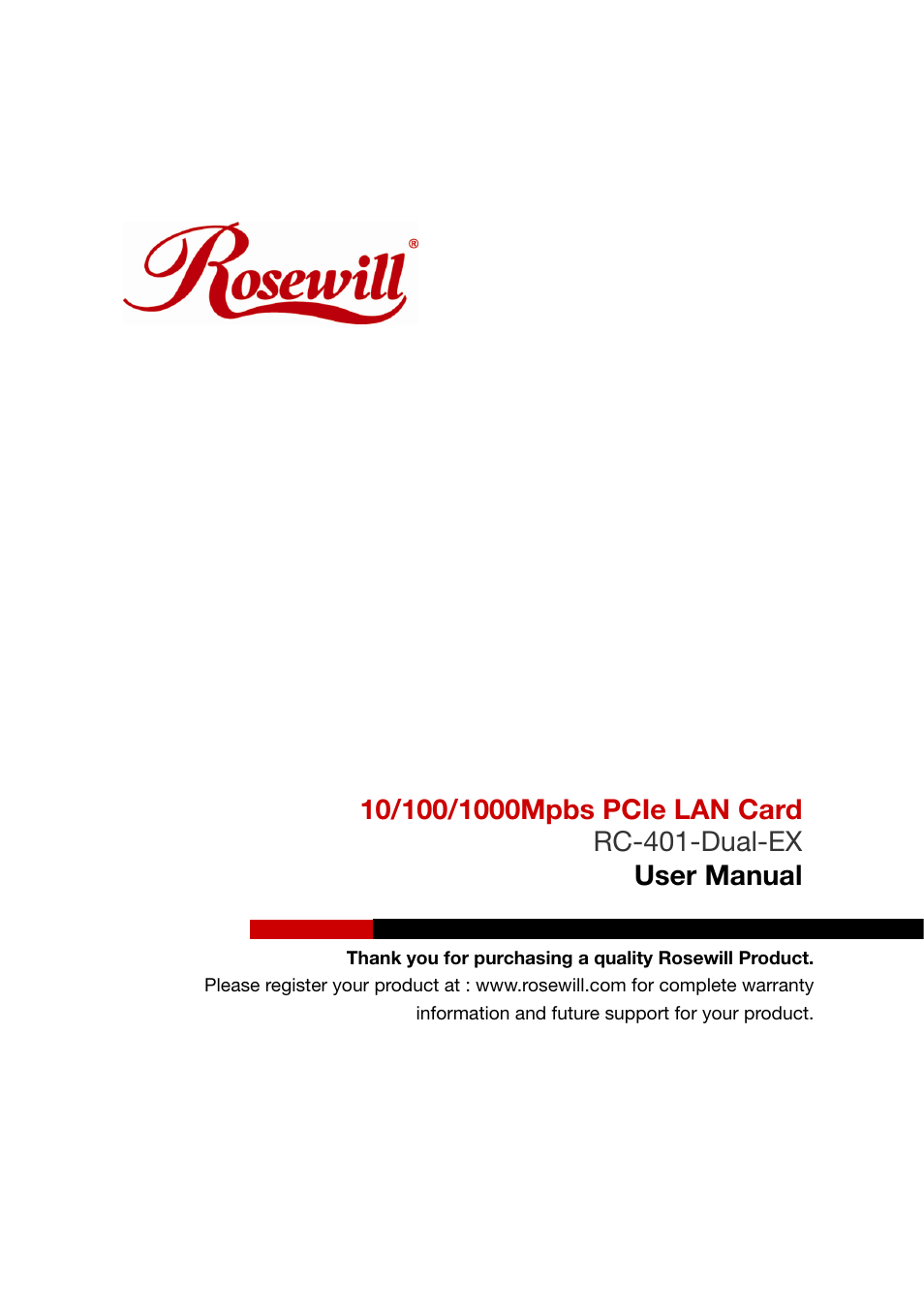 Rosewill PCIe LAN Card RC-401-Dual-EX User Manual | 8 pages