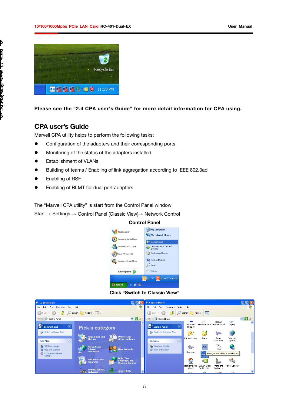 Cpa user’s guide | Rosewill PCIe LAN Card RC-401-Dual-EX User Manual | Page 6 / 8