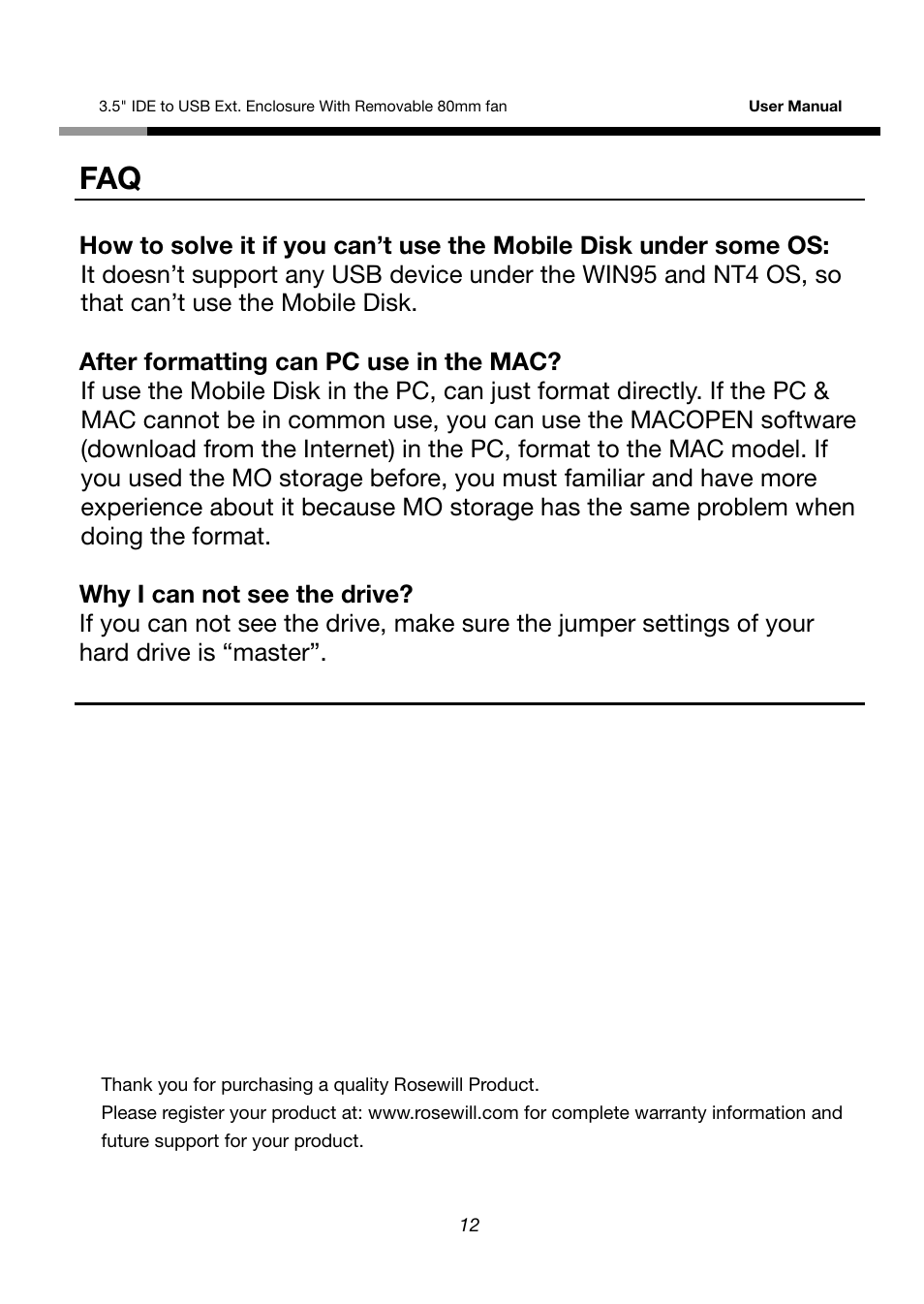 Rosewill RX355-U User Manual | Page 12 / 12