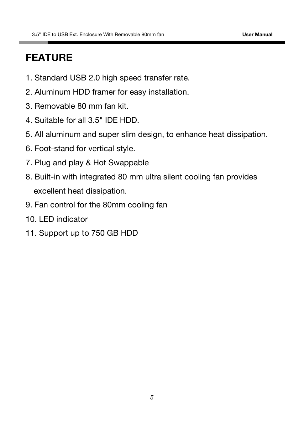 Feature | Rosewill RX355-U User Manual | Page 5 / 12
