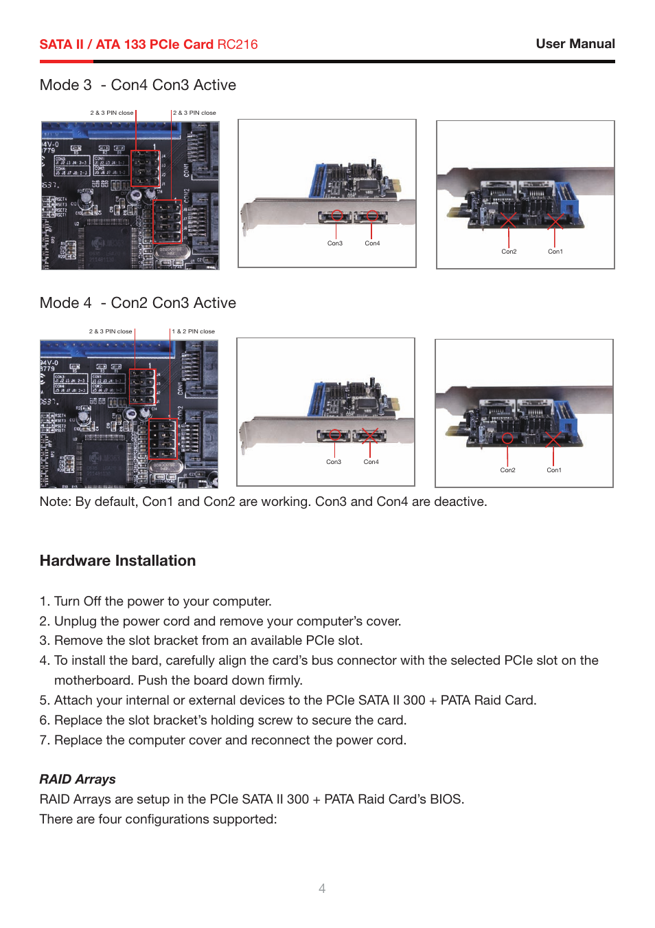 Hardware installation | Rosewill RC216 User Manual | Page 6 / 13