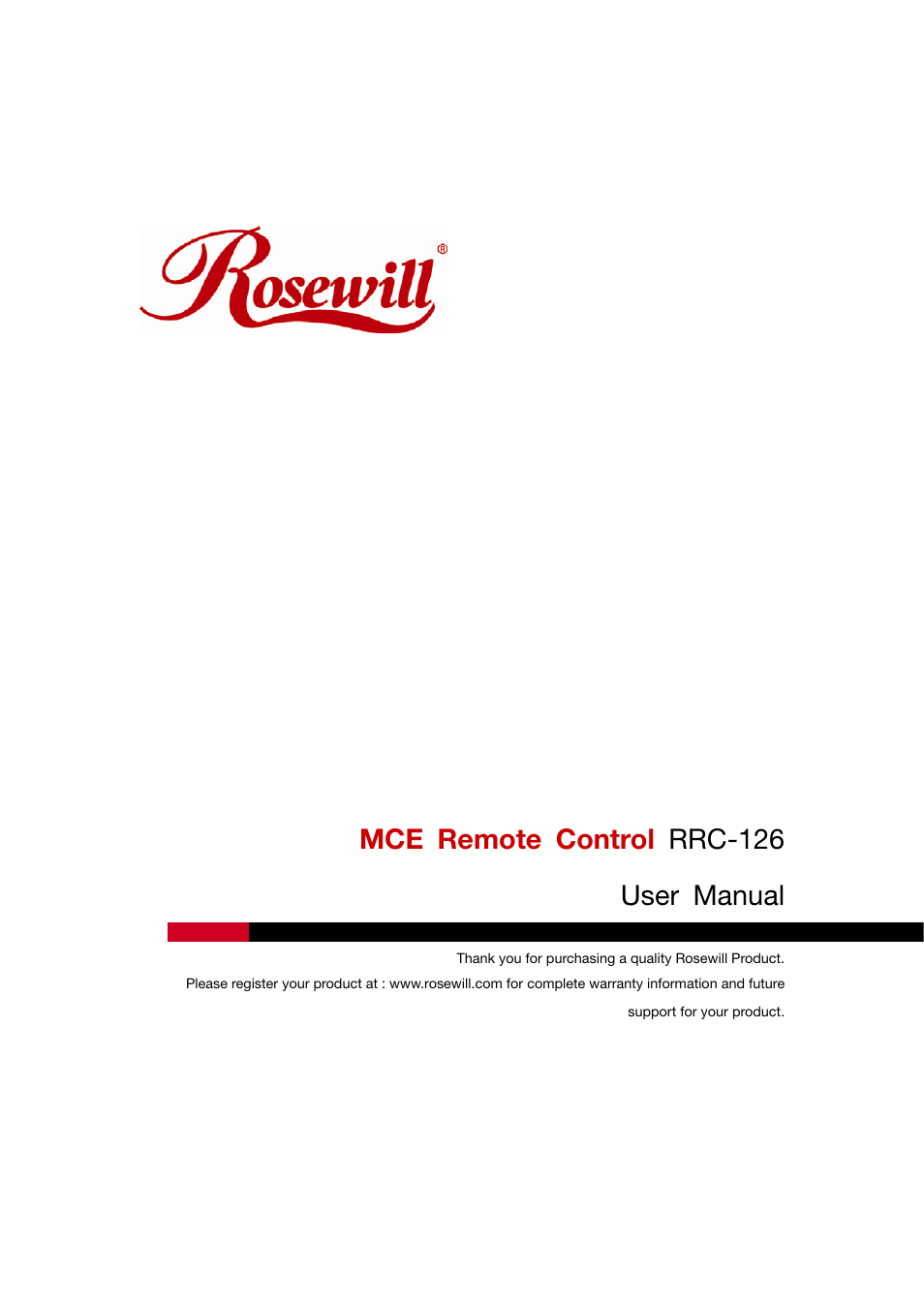 Rosewill RRC-126 User Manual | 8 pages