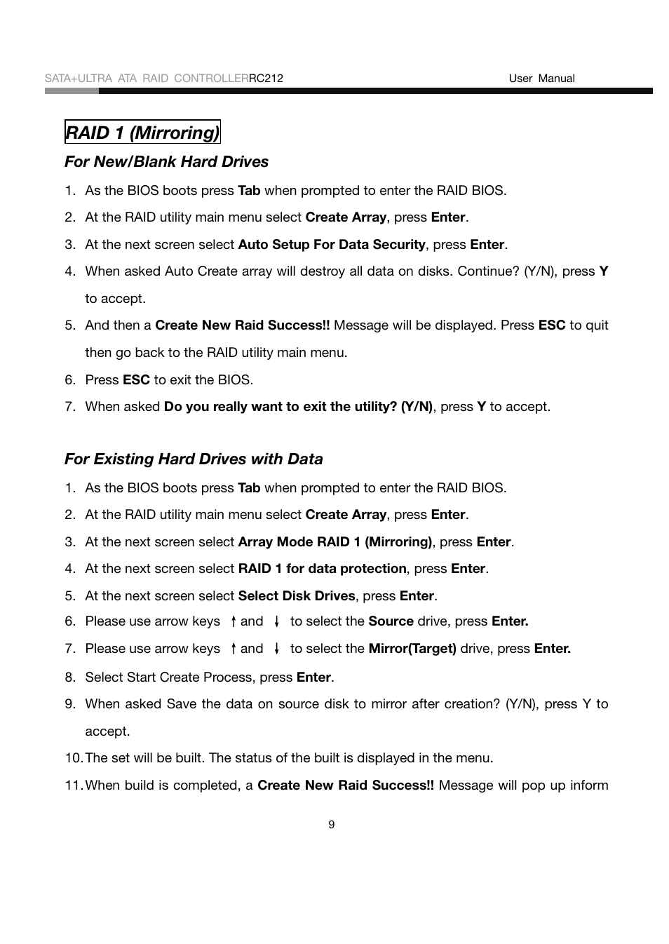 Raid 1 (mirroring) | Rosewill RC212 User Manual | Page 9 / 24