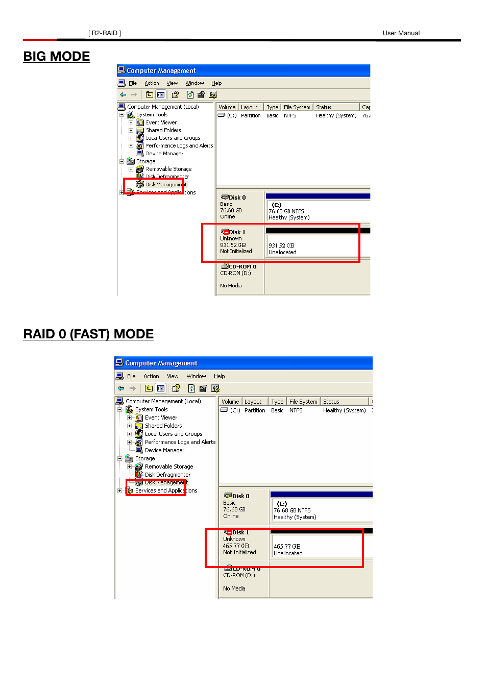 Big mode, Raid 0 (fast) mode | Rosewill R2-RAID User Manual | Page 18 / 29