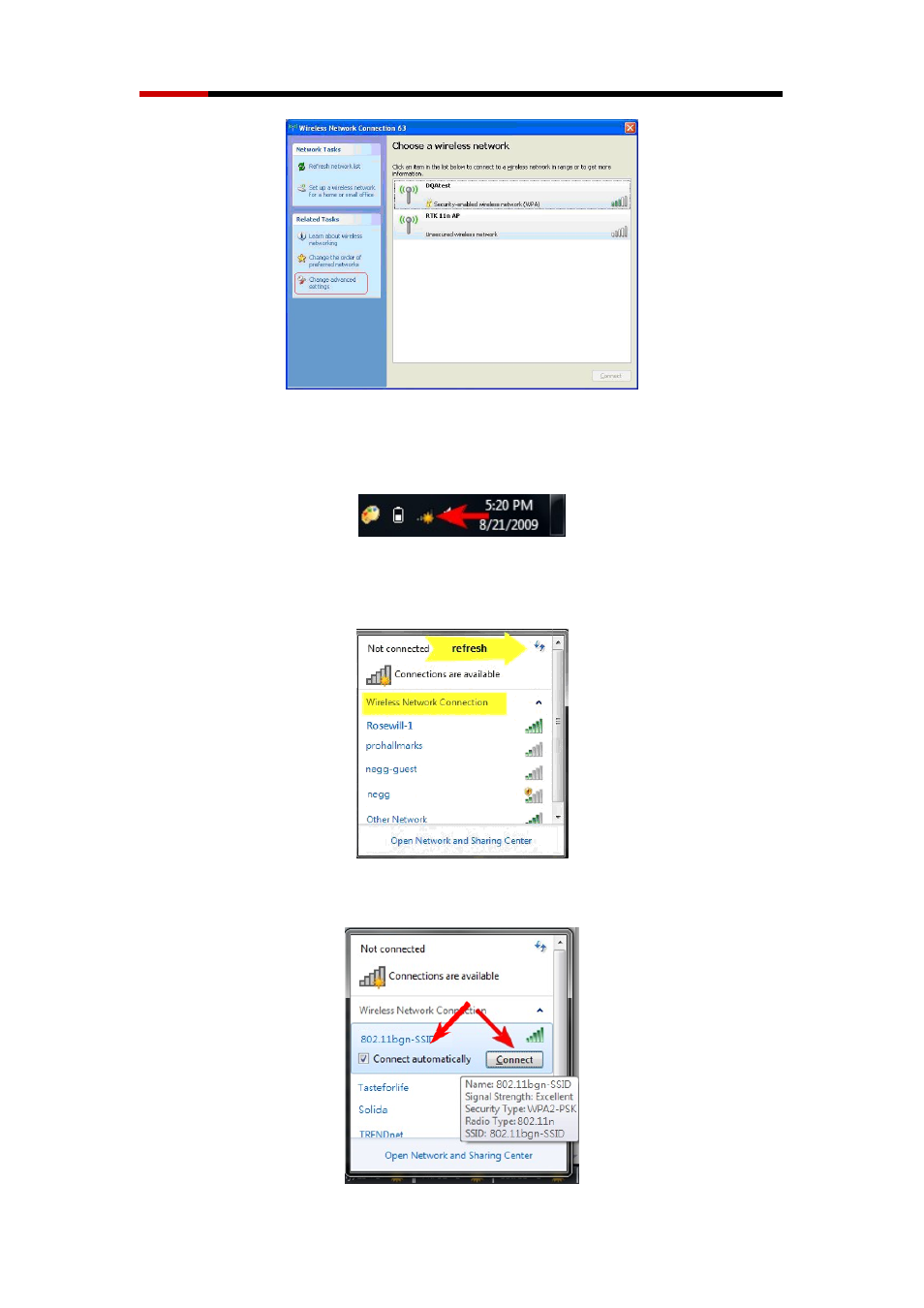 Connecting with window 7 | Rosewill RNX-N180PCE User Manual | Page 8 / 11