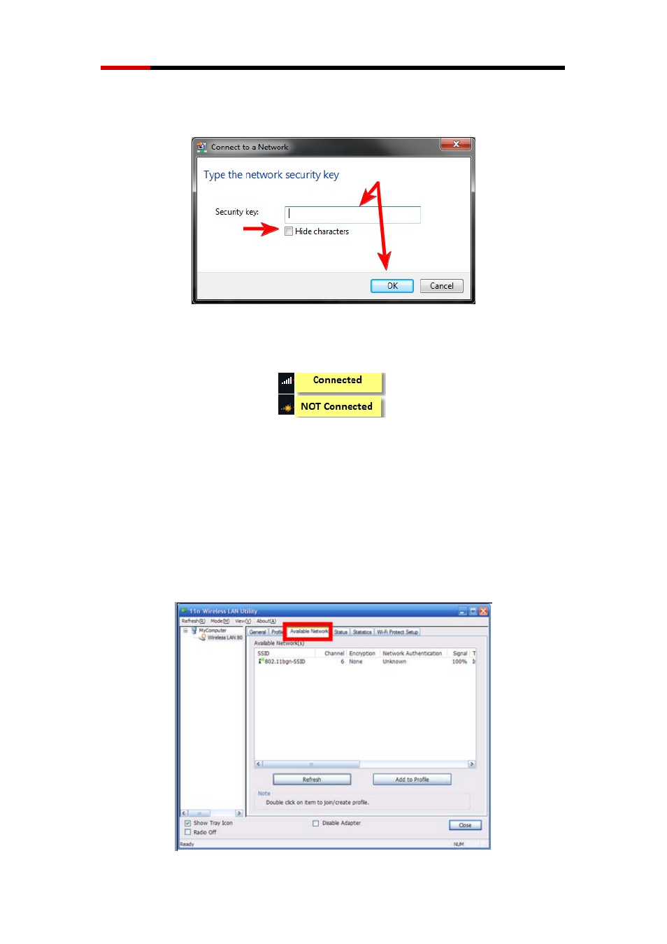 Connecting with wireless lan utility, Step 1: search available network | Rosewill RNX-N180PCE User Manual | Page 9 / 11