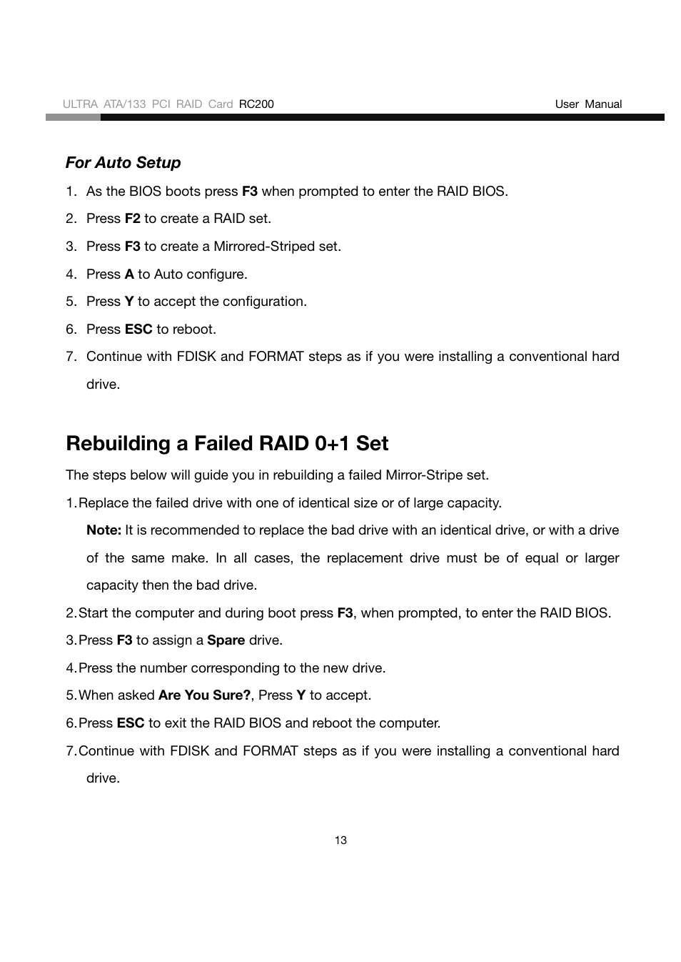 Rebuilding a failed raid 0+1 set | Rosewill RC200 User Manual | Page 13 / 28