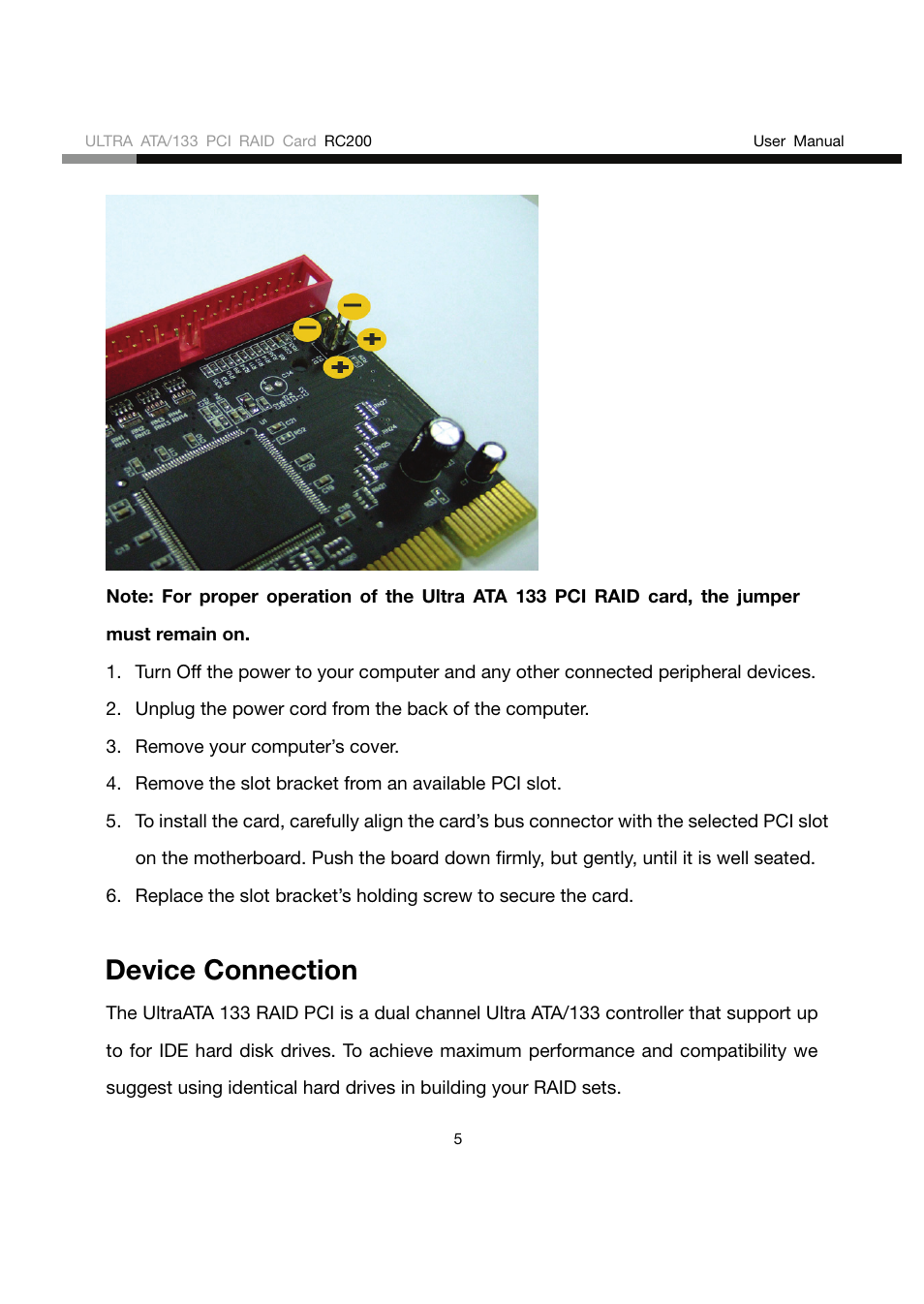 Device connection | Rosewill RC200 User Manual | Page 5 / 28