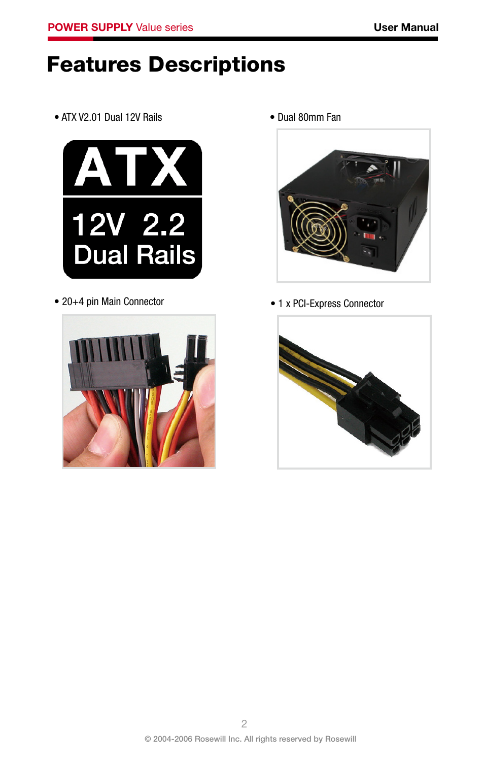 Features descriptions | Rosewill RV-480-2-FRB User Manual | Page 3 / 14