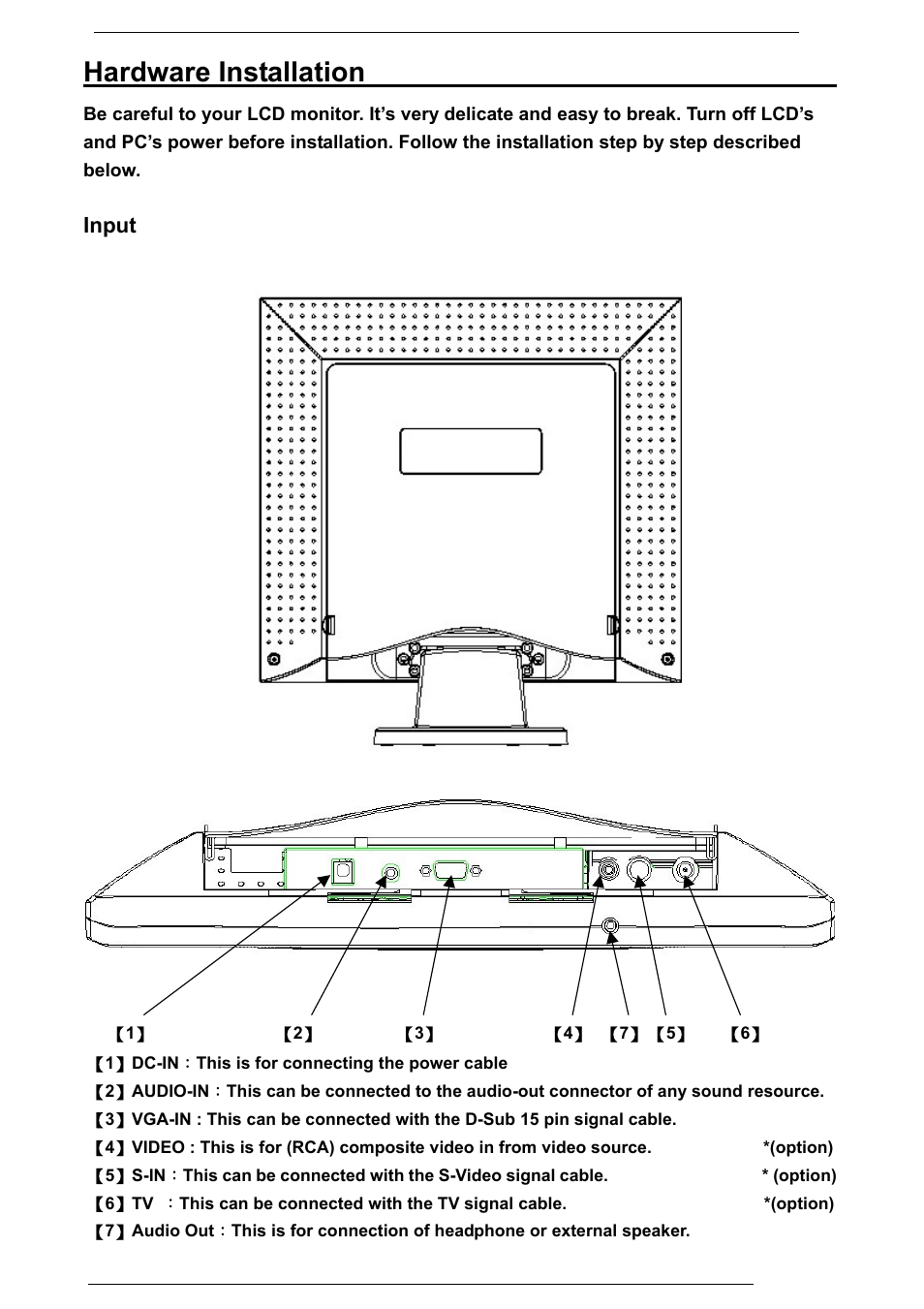 Hardware installation, Input | Rosewill PAA050F User Manual | Page 9 / 24