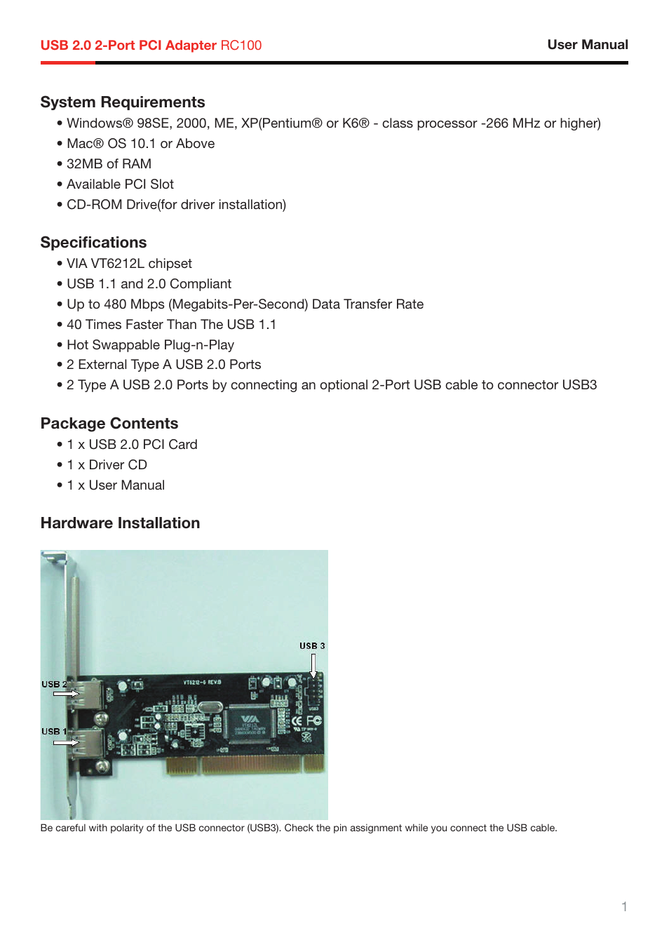 Rosewill RC-100 User Manual | Page 2 / 8