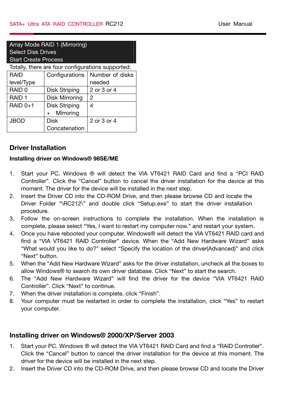 Rosewill SATA+Ultra ATA Raid Controller RC212 User Manual | Page 5 / 6