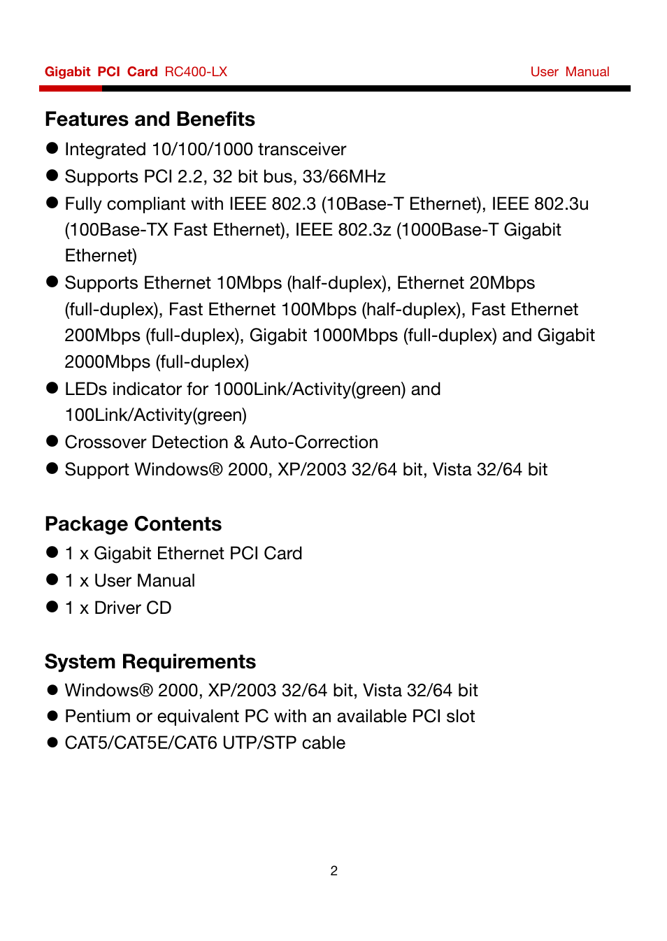 Rosewill RC-400 User Manual | Page 2 / 6