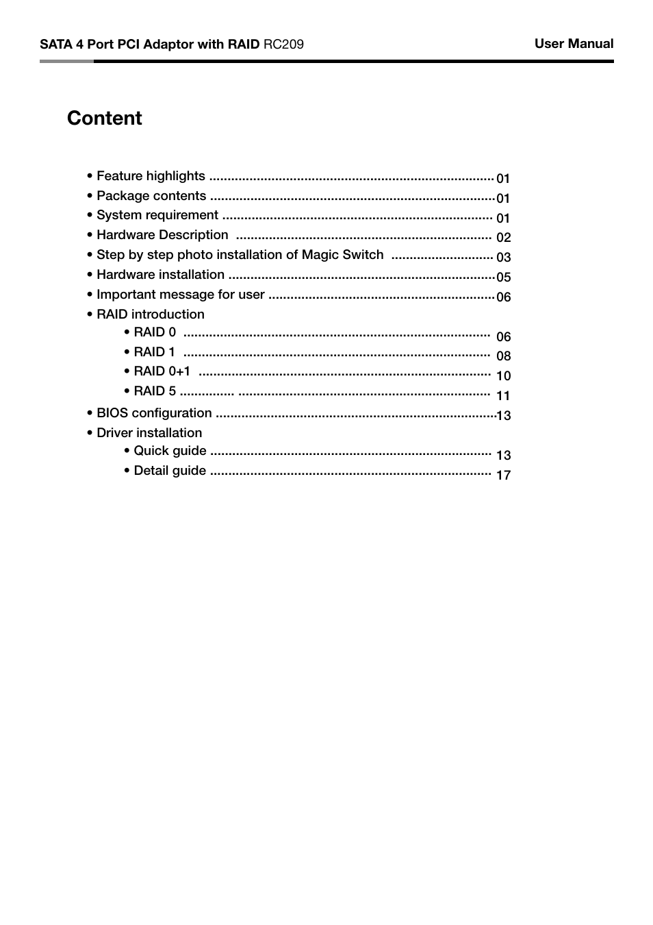 Content | Rosewill RC-209-EX User Manual | Page 2 / 24