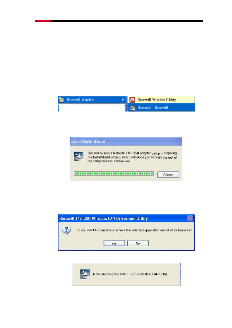 4 uninstall the drivers & client utility, Uninstall the drivers & client utility | Rosewill RNX-N250UB User Manual | Page 18 / 73