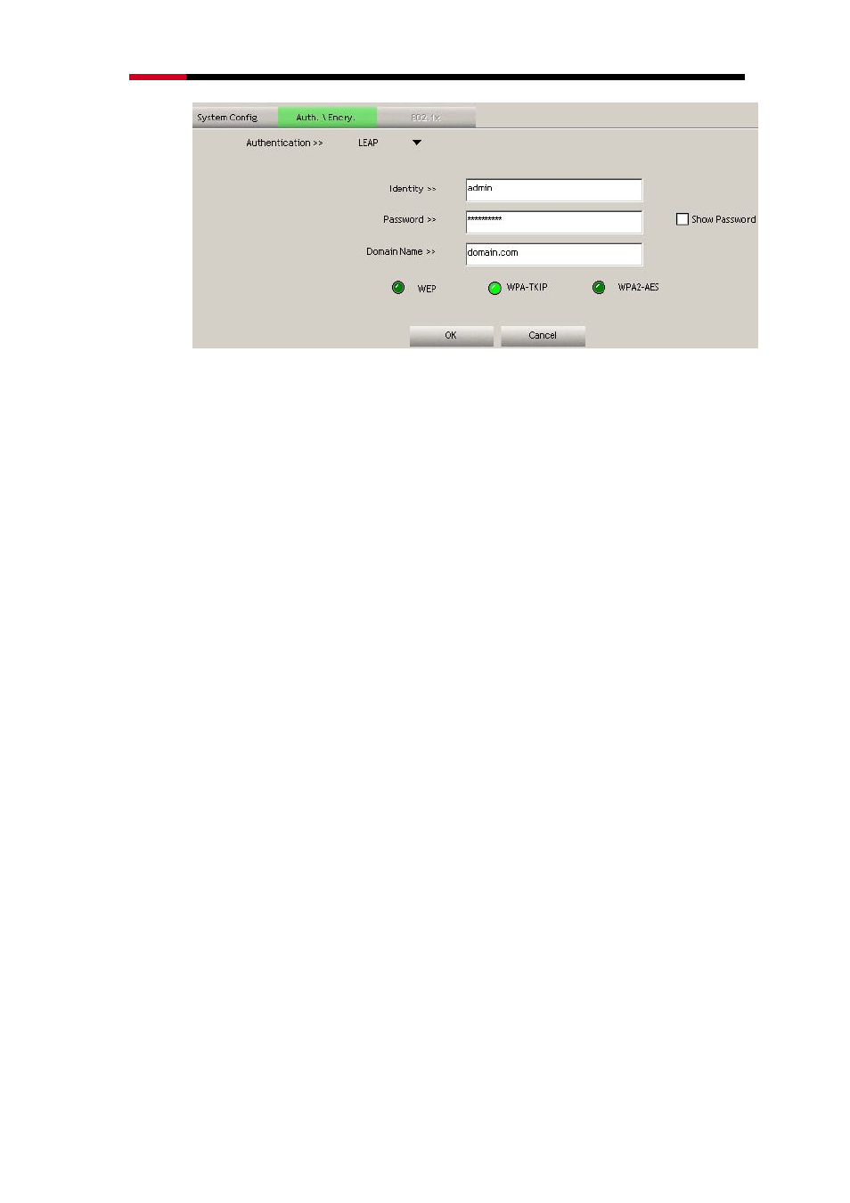 5 802.1x with peap, 6 peap authentication with eap/tls smartcard | Rosewill RNX-N250UB User Manual | Page 43 / 73