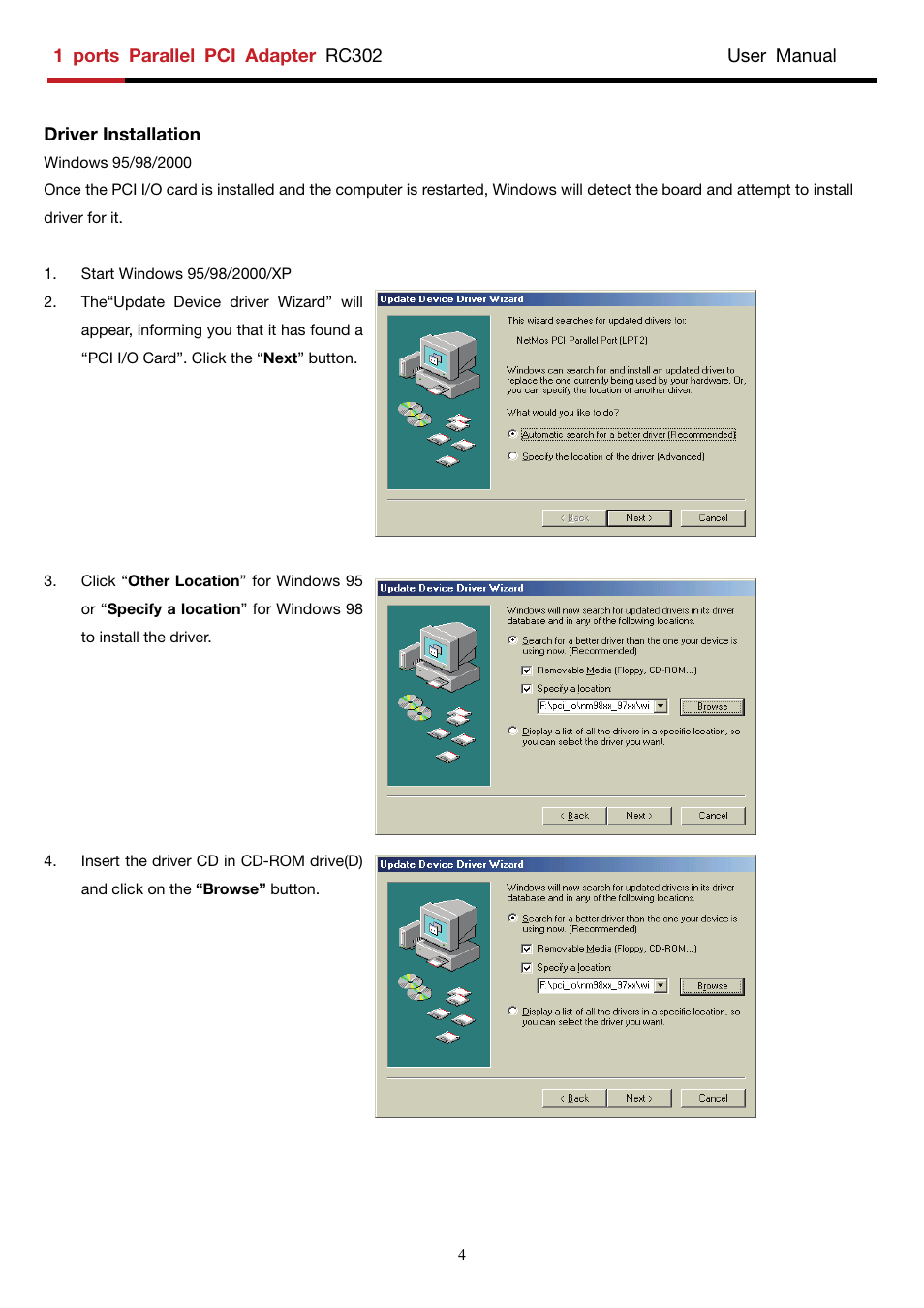 Driver installation | Rosewill RC-302 User Manual | Page 3 / 5