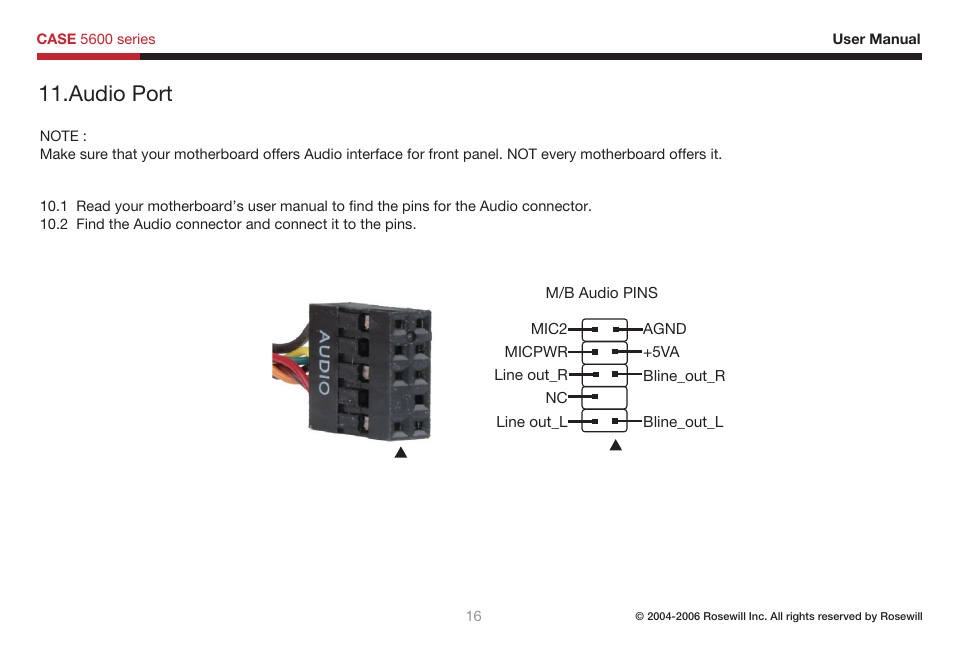 Audio port | Rosewill 5600 User Manual | Page 17 / 20